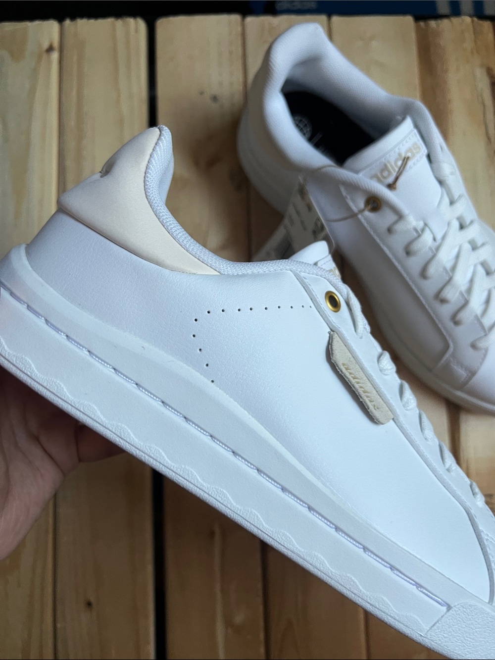 White Leather Sneakers with Cream Accent